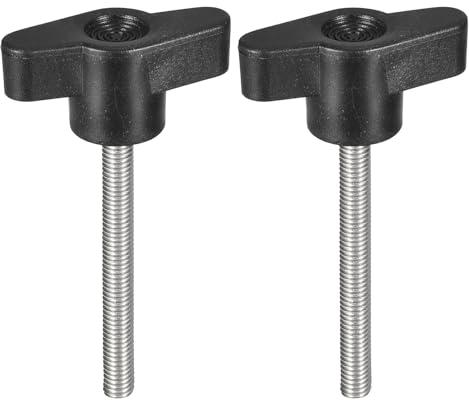 sourcing map Klemmschraubenknauf, M5 x 50 mm, 304 Edelstahl, T-förmige Rändelschrauben, Griff für schnelles Entfernen des Handfestziehknaufs, 2 Stück
