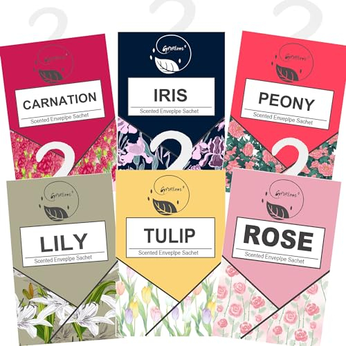 GOPERFUMME 6pcs Wäscheduft Schrank Duftsäckchen Kleiderschrank Dufterfrischer, Duftbeutel Kleiderschrank Duft Hanging Beutel, Schrankdeo Natürlichen Geruch Sachet, Duftsachet, Schrankduft Frische
