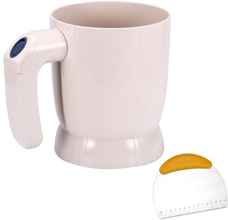 COZHYESS Electric Flour Sifter, Baking Sieve with Dough Cutter, 5 Cup Rotary Hand Crank Flour Sieve Cup, Handheld Leakage Powder Sifter Cooking Baking Tool, Quick Sieving, for Baking, Pastry, Kitchen