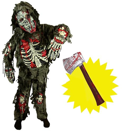 Spooktacular Creations Zombie Costume for Kids, Scary Halloween Boys Zombie Outfit, Monsters Apparel for Halloween-Green-L