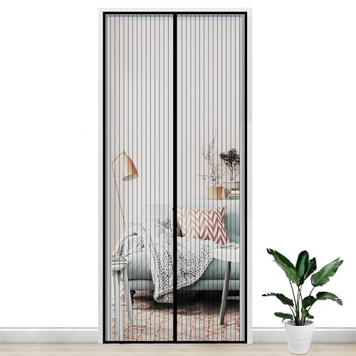 Gimars 100x220 cm Porte Moustiquaire Magnétique Rideau Maille Anti Moustique Mouche ou Fermeture Automatique Aimant avec Bande Scratch Sans Perçage Arrêter Insectes Bestioles