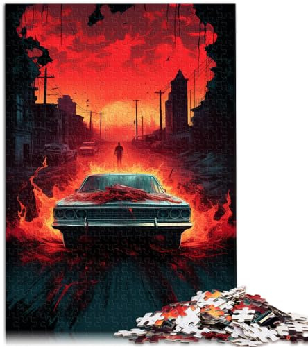 Puzzle für Erwachsene, 1000 Teile, Supernatural-Auto, Puzzles aus Holz für 12-Jährige, schwierig und anspruchsvoll, Größe: 50 x 75 cm