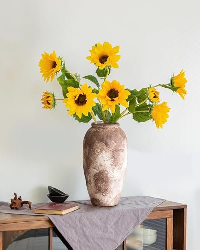 GeLive Rustikale Keramikvase, Retro, Bauernhaus, Keramikvase, wasserdicht, für frische Blumen, Boho-Tischdekoration, Heimdekoration, Wabi Sabi