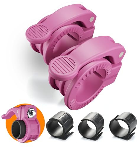 ZY-HUAN Mini Barbell Clips 1 inch I Multi-Size Adjustable Barbell Collar I 1 inch Barbell ClampsIQuick Release Weight Clips Pair of Locking for Dumbbell Bar (PINK)