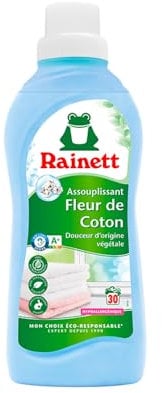 RAINETT - Assouplissant Hypoallergénique - Convient aux Peaux Sensibles - À la Fleur de Coton - Flacon Recyclé & Recyclable - Air Label Score A+ - Eco-Responsable - 30 Lavages - 750 ml