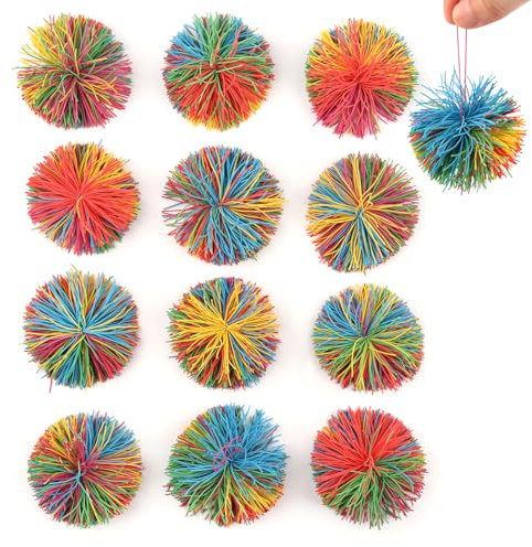 12 Stück Stringy Balls, Wuschelball, Kinder mitgebsel, Sticky Balls Zum Stressabbau für Kinder und Erwachsene (Mehrfarbig)