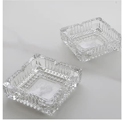 SMDLG Multifonctionnel Cendrier en Verre 5x12x12 cm/2.0x4.7x4.7 in Plateau Blanc pour Repose-cigares Dispositif de Traitement des Cendres de Cigarette Portable pour l'extérieur Réutilisable
