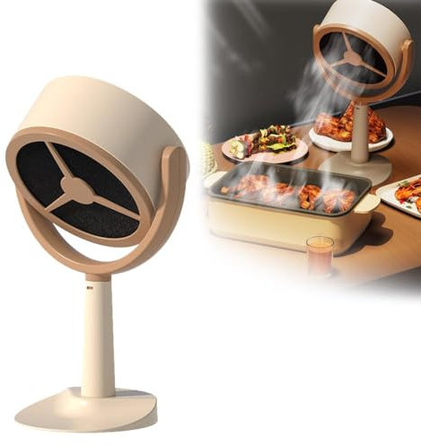 Fgbetcv Tragbarer Rauchreiniger-Ventilator, Rauch-Luftreiniger für Innenbereich, mit Filter-Baumwolle, geräuscharmer, Aprikose + Khaki (predominant color: Aprikose)