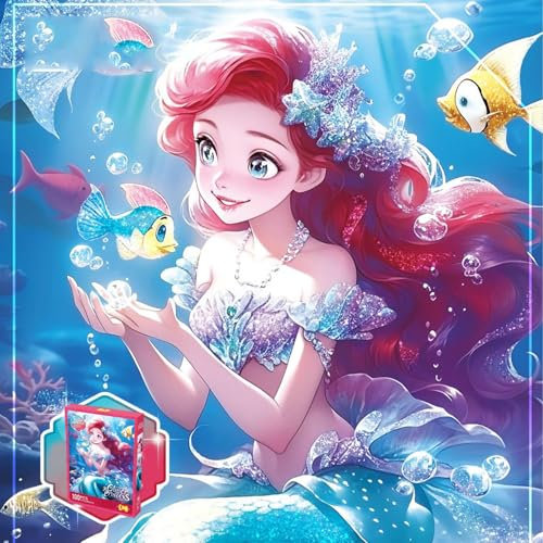 Georgie Porgy Prinzessinnen Puzzle für Kinder Fee Glitzer Puzzle 100 Teile Pädagogisches Lernspielzeug Geburtstags Jungen Mädchen ab 3 Jahren (Mermaid Alice)