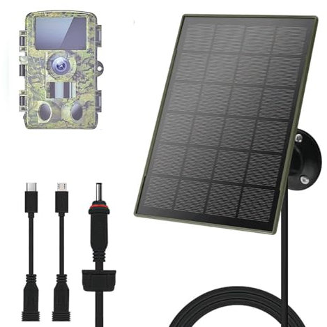 1 panneau solaire 3W/5V,Compatible avec les caméras de chasse 3G/4G, batterie Li-ion 6000mAh,régulateur de tension PCB,micro-USB/Type-C/DC,IP66, Convient aux caméras de chasse sur le terrain