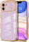 Riccase for iPhone 12 Case Lens Protection for Women Girls Shockproof Cute Wave Frame Curly Shape Plated Love Heart Phone Case for iPhone 12,Light Purple