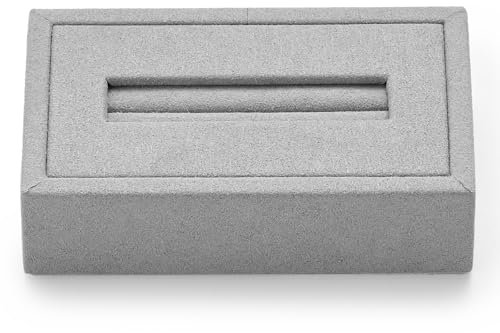 Oirlv Mikrofaser Grau Profi-Schmuckständer Flacher Ständer Klein/Spiegel Silber