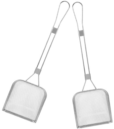 Generic Stainless Steel Square Fryer Skimmer Oil Filter Spoon Large Slot Strainer Frying Scoop for Deep Fryer Multipurpose Kitchen Tool