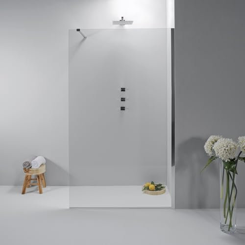 Box Doccia Walk In 100cm - Cabina Doccia in Cristallo Temperato 8mm, Trasparente e Anticalcare con Profilo in Alluminio Cromato ad Installazione Reversibile - Facile da Installare e Pulire
