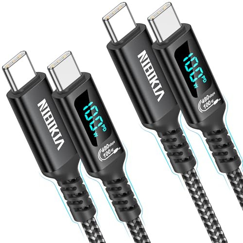 100W USB C auf USB C Kabel, [2Pack 1m] PD Schnellladekabel USB C Ladekabel with LED Display, Kompatibel mit iPhone 16 15 Pro Max Samsung Galaxy S25 S24 S23 Ultra Pixel 7 iPad Pro MacBook Air