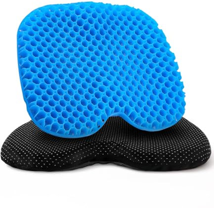 Gel Kudde,Andningsbar Ortopedisk Sittdyna,Sittdyna Bil,Ortopedisk Kudde med Halkfritt Skydd,med Halkfritt Tygfodral,Ergonomisk Sittdyna för Bil,för Rullstolar,Bilstolar,Kontorsstolar,Blå