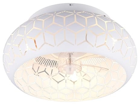 Reality Leuchten Deckenventilator mit Beleuchtung Bidar R61574031, Metall Weiß matt, 3 Geschwindigkeiten, Sommer- Winterbetrieb, Fernbedienung, Timer