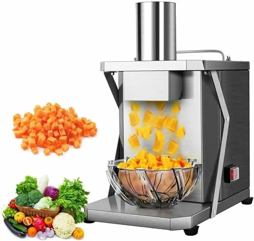 Picadora de verduras eléctrica comercial de 200 W, trituradora, cortadora automática de cebollas y patatas, procesadora de alimentos, cortadora de frutas con cuchillas de 6/8/10/12/15 mm para zanaho