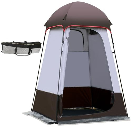 Tienda Cocina Camping - Pop-Up Ducha Cocina de Camping con Bolsa, Portatil Tienda de Campaña Impermeable, Baño Vestuario Cambiador, para Privacidad al Aire Libre, 160x160x240cm (Marrón)