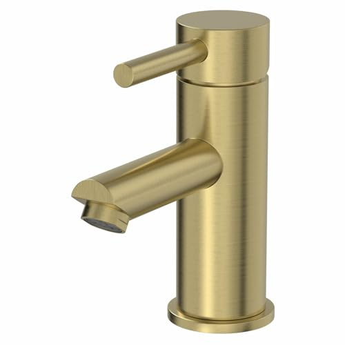 Architeckt® Malmo Bathroom Basin Sink Mixer Tap Modern Mono Round Single Lever Handle Faucet for Sinks, Brushed Brass