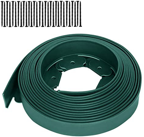 TANYEAR 10m Flexible Rasenkante Kunstoff Beetumrandung mit Erdanker, Palisaden Beeteinfassungen Mähkante Lawn Gartenzaun Edging Rasenbegrenzung, Grün