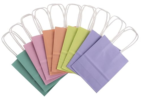Papier Tragetaschen Set, 10 Stück (Pastell, 15 x12 x 5,5 cm)