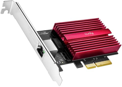 Cudy Tarjeta de red PCIe de 10 GB, adaptador PCIe Base-T de 10 G, control de flujo, adaptador PCIe a 10 Gigabit Ethernet, compatible con Windows 11/10, WindowsServer 2022 y Linux, incluyendo cable de