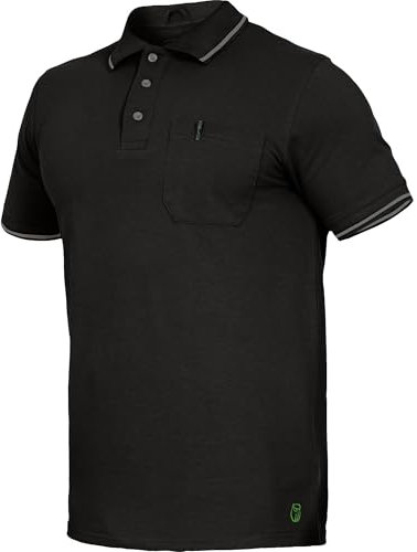 Leibwächter Polo-Shirt Herren Flex-Line – Schwarz – Gr. 7XL – Poloshirt mit Brusttasche – Kurzarm Poloshirts mit 3 Knöpfen – 50% Baumwolle 50% Polyester – Sommer Arbeitsbekleidung für Herren