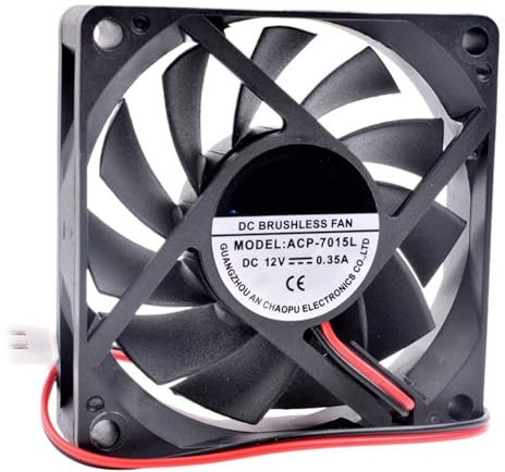 1 ventilador de 7 cm y 70 mm, 70 x 70 x 15 mm, CC 12 V, 0,35 A, ACP-7015L, ventilador de refrigeración de alto volumen for CPU y cargador.(Double ball bearing)