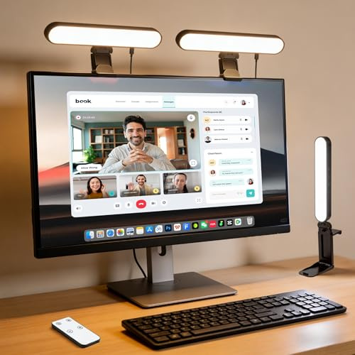 JECOLOS Video Conference Light for Laptop&Phone,Bright Selfie Light Computer Laptop Video Conference Light Monitor Light for Webcam Zoom Call Video Meeting Recording (Double Light Kit)