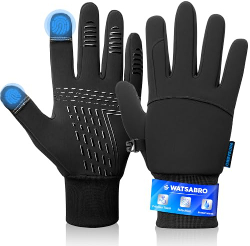 WATSABRO Fahrradhandschuhe Winter, Laufhandschuhe-Touchscreen mit Anti-Verlust Clip – Winddichte Sport Handschuhe für Herren & Damen zum Radfahren, Laufen und Outdoor-Aktivitäten