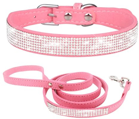 ETOPARS Hundehalsband und Leine mit Strasssteinen, Kristall Diamant Katze Hundehalsband