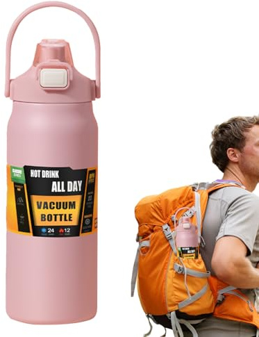 Bouteille d'Eau Isotherme - 1500ml Tasse En Acier Inoxydable Avec Paille - Bouteille d'Eau Sportive,pour Adultes Femmes Hommes École Sport Maison Voyage Boissons Chaudes et Boissons Froides
