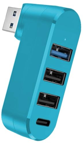 3.0-Hub, 4-Port-Hub, Multi-Port-Expander, drehbare -Adapterstation | mit 4 Ports für Laptop, PC, Tablet, Konsole, Drucker