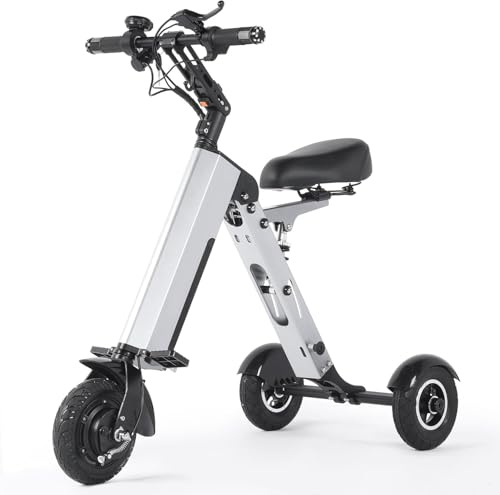 Kcolic Scooter Movilidad para Adultos 3 Ruedas, Triciclo Eléctrico Ligero con Asiento Y Batería Extraíble, Función Marcha Atrás Interruptor Llave para Desplazamientos Y Viajes A