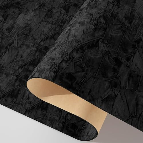 Decotalk Papier Peint Velours Baroque Luxe Noir Velours 60X500cm Adhésif Pour Meuble Noir Revetement Mural Adhesif Papier Peint Velvet Autocollant Vintage Rouleau Adhésif Pour Salon Chambre Escalier