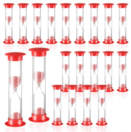 Bohrma 20 Stück Sanduhren Sanduhr Set für Kinder 1 Minute für Zähneputzen, Spiel & Lernen Schule und Zuhause Lernen Zähneputzen Spiel Zuhause Schule und Büro