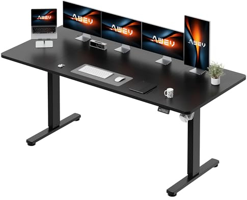 AWEV Electric Standing Desk 200 x 80 cm, Height Adjustable Sit Stand Desk with Backpack Hook & Memory Smart Pannel, Home Office Desk, Black