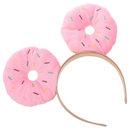 BELLIFFY Lustige Haarreifen Donut Kostüm Stirnband für Damen Make Up Stirnband in Rosa Bequem für Halloween und Themenpartys