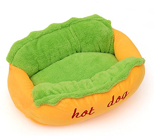 RASTKY Innovatives Hundenest in Hot-Dog-Form mit Dicker Polsterung für Bequemen Schlaf, Geeignet für Kleine Hunde und Katzen (kleine Größe)