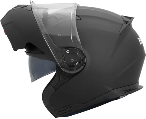 Zorax ZOR-729 Flip Up Helmet with Double Visor - Matt Black M(57-58cm) | Modular Front Helmet Motorcycle Motorbike ECE 2206 Approved