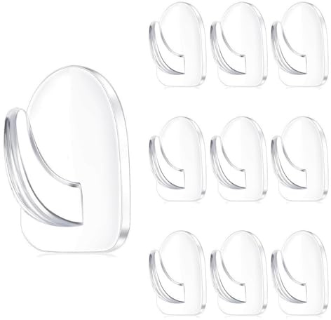 10Pcs Sticky Hooks,Clear Plastic Stick on Hooks Self Adhesive Wall Hook | Transparent Small Hook Hanging for Bathroom Kitchen Office Picture Ceiling Closet Hanging Coat Cloth Hangable Decoration