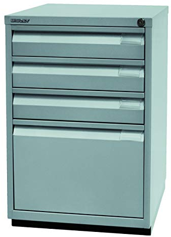 BISLEY Schubladenschrank | Bürocontainer aus Metall | Schreibtischcontainer Serie F | Aktencontainer | Standcontainer in 2 Farben (Silber)