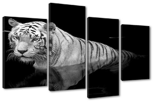 Visario Bilder auf Leinwand 130x80 cm Bild 6176 Tiger fertig gerahmt 4 Teile Marke original