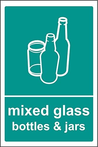 Mixed Glass Recycling Sign/Sticker - Self adhesive sticker 150mm x 100mm
