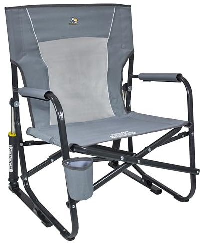 GCI Outdoor Schaukelstuhl für Erwachsene, Grau, Terrassengarten, Camping, Klappstuhl, Schaukelstuhl, Stahl, Netzgewebe