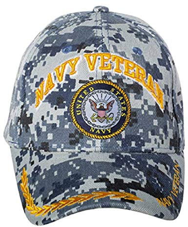 USA Navy Veteran Baseball Style bestickt Hat Blau Camo Cap Vet US Naval