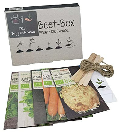 Beet-Box For soup cooks Samen - Vielfältige Auswahl an aromatischen Kräutern und Gemüse - Ideal für die Anzucht im Hochbeet oder Balkon - Samen Maier