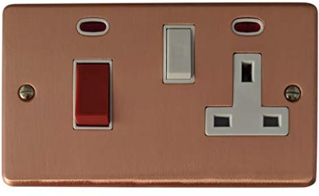 Rose Gold Cooker Switch with Socket (White Switch) - CRG29W