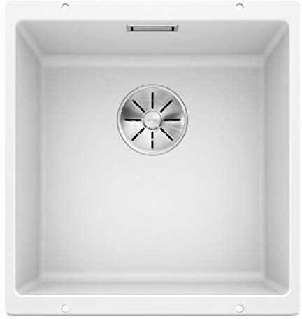 BLANCO SUBLINE 400-U | Granitspüle aus SILGRANIT weiß | Einbauart: Unterbau | für 50 cm breite Unterschränke | Beckenform 2 in 1: zwei Becken, ein Ausschnitt und nur einmal montiert